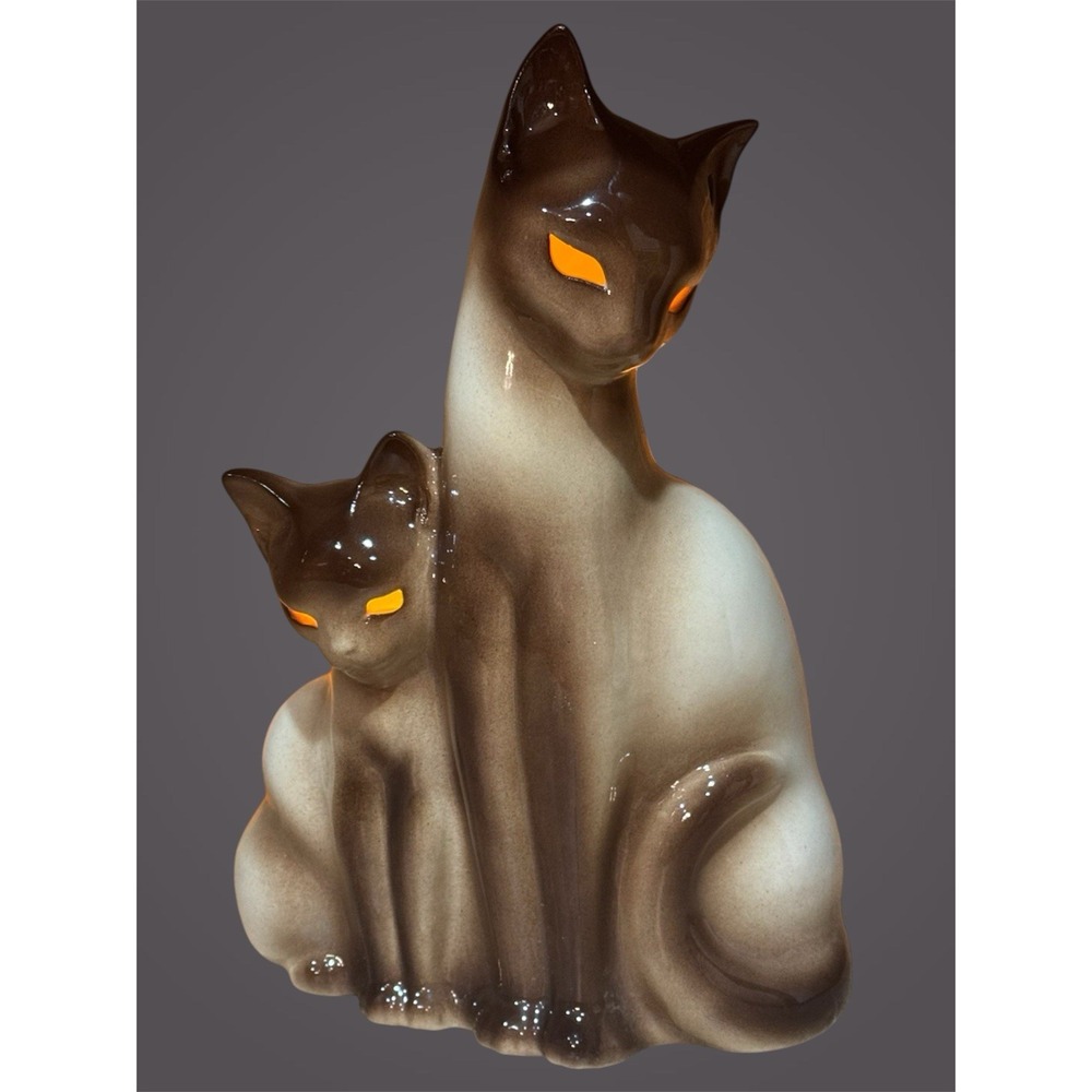 Vintage Howard Kron Siamese Cat TV Lamp MCM 1950s Ceramic Working